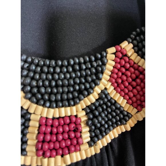 Sharagano Top Women L Black Beaded Western Boho Aztec Retro Vtg 80s Tribal Knit - Picture 6 of 12